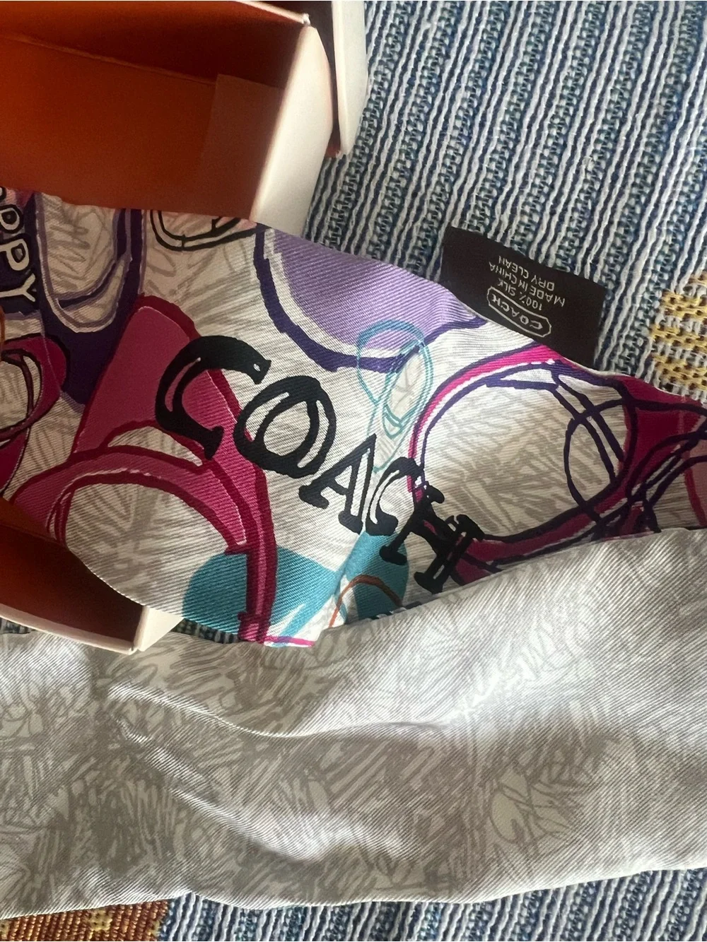 Coach RARE Poppy Graffiti Scarf with Box (See Description)